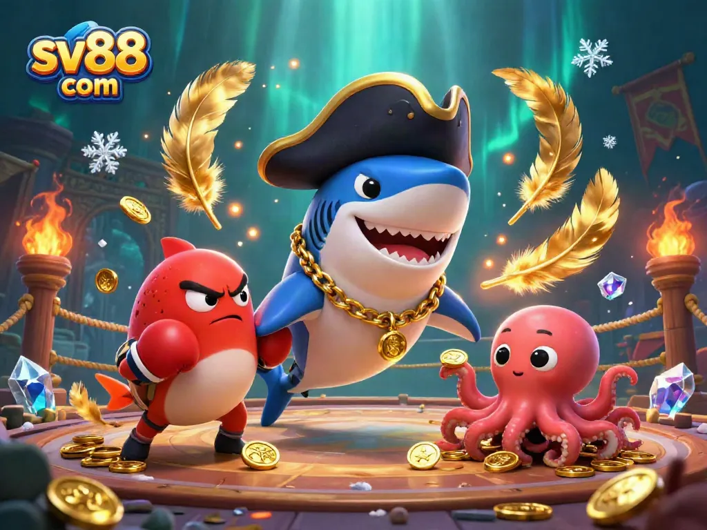 Join the fun at sv88 com with an exciting pirate-themed illustration featuring vibrant sea creatures.