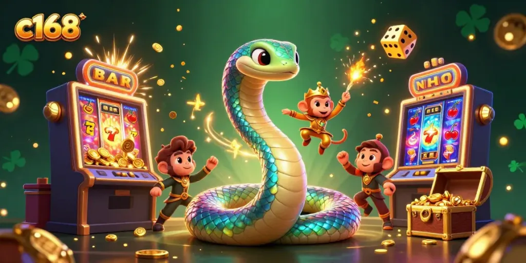 Experience the thrill of c168 with 3D casino elements and vibrant characters in action.