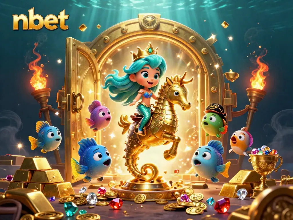 Experience the excitement of nbet with a vibrant underwater casino scene featuring a mermaid and treasures.