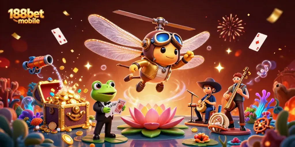 Play exciting games with 188bet mobile featuring colorful casino elements and vibrant characters!