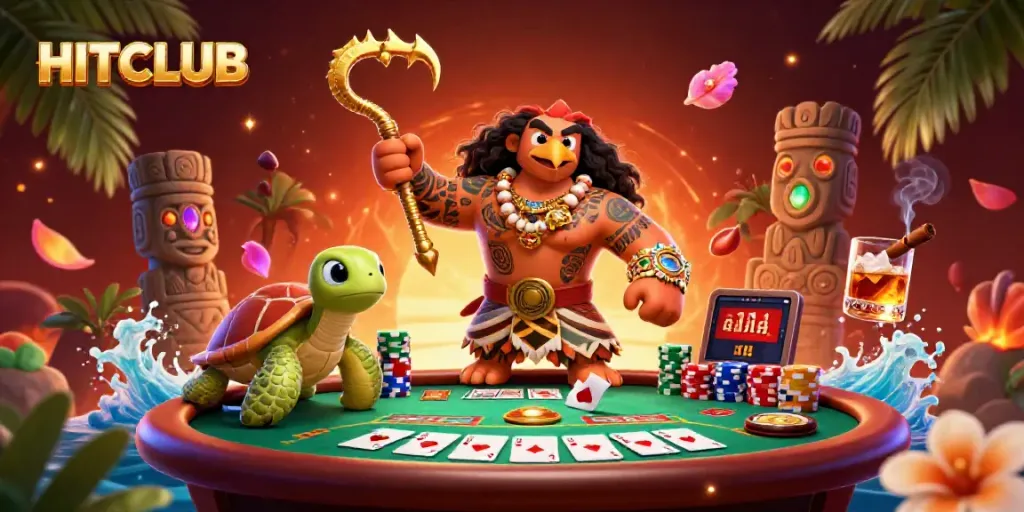Engage in thrilling gameplay at HITCLUB with dynamic poker elements and vibrant characters.