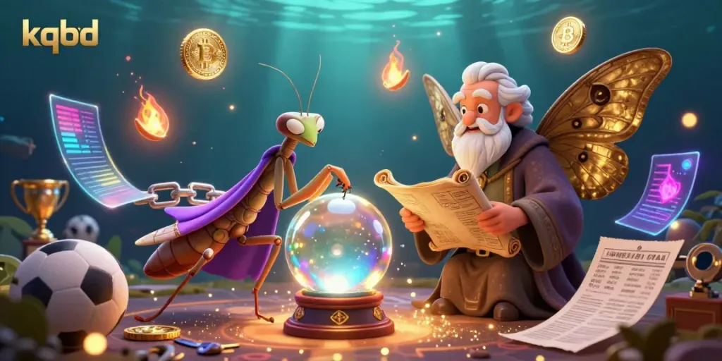 KQBD provides real-time sports betting results with a vibrant scene featuring unique characters.