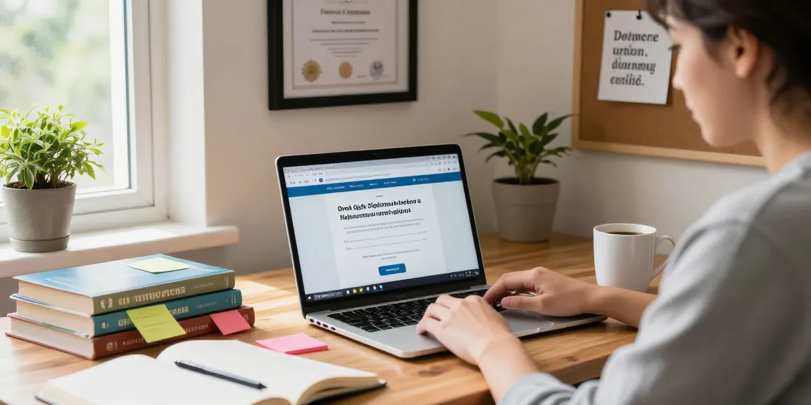 Student engaged in online learning with Quick Diplomas Australia program in a cozy study.