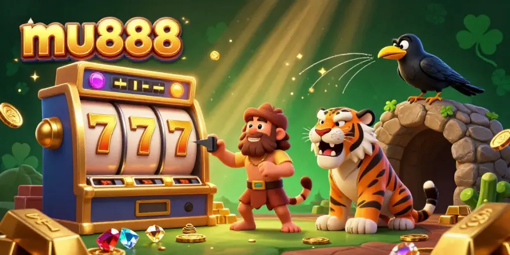 Experience the thrill of mu888 with dynamic slot games and vibrant casino action in a prehistoric setting.