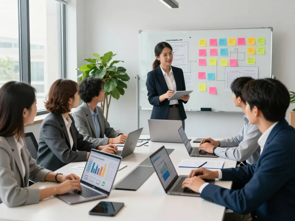 Team collaboration at https://fabetbiz.com/ strategy meeting in a modern office.