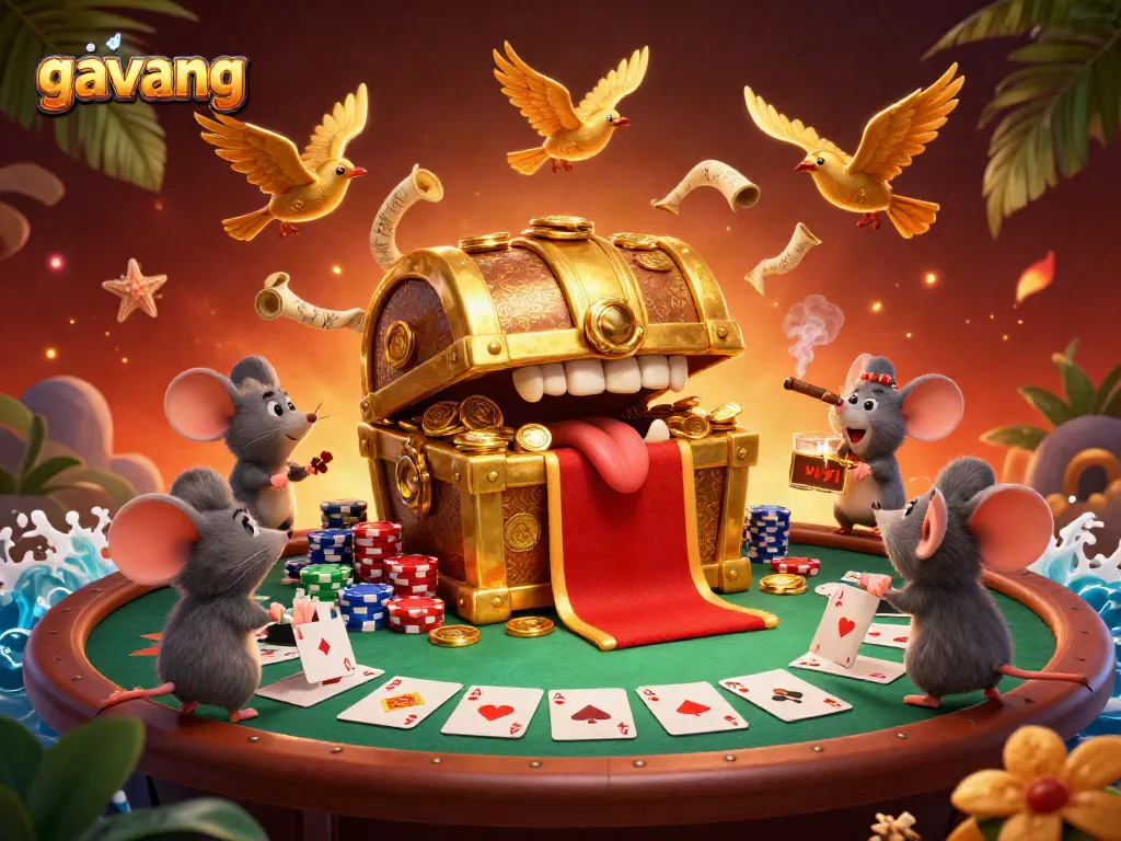 Experience engaging gameplay with the gavang brand as adventurer mice explore a treasure-rich casino scene.