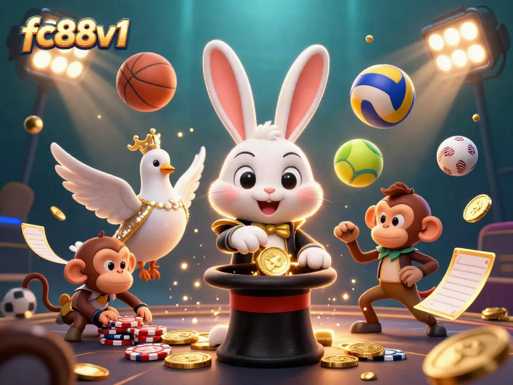 Experience the exciting world of fc88v1 where a magician rabbit and friends illustrate thrilling casino adventures.