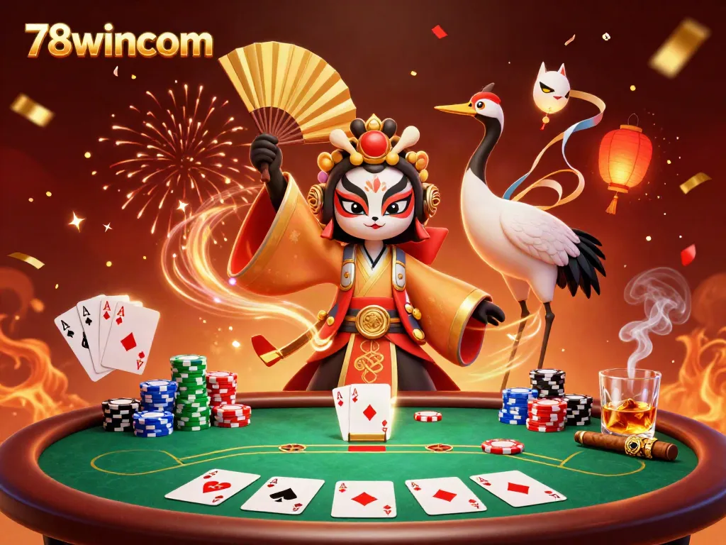 Experience thrilling casino action at 78wincom with vibrant game elements and festive characters.