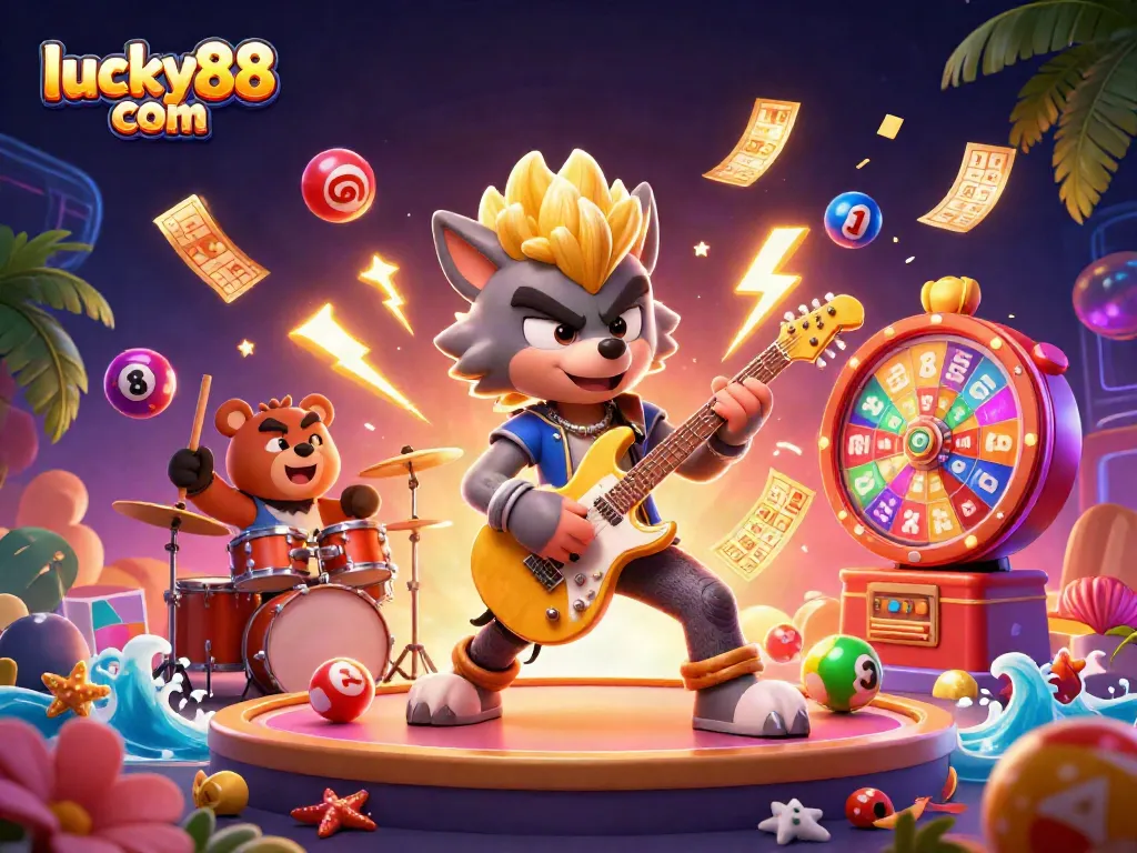 Engage with lucky88 com's vibrant casino world featuring dynamic characters and colorful gaming elements.