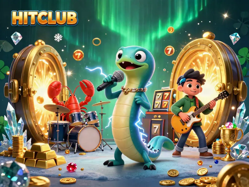 HITCLUB electric eel DJ electrifies the underwater casino party with jackpot excitement.