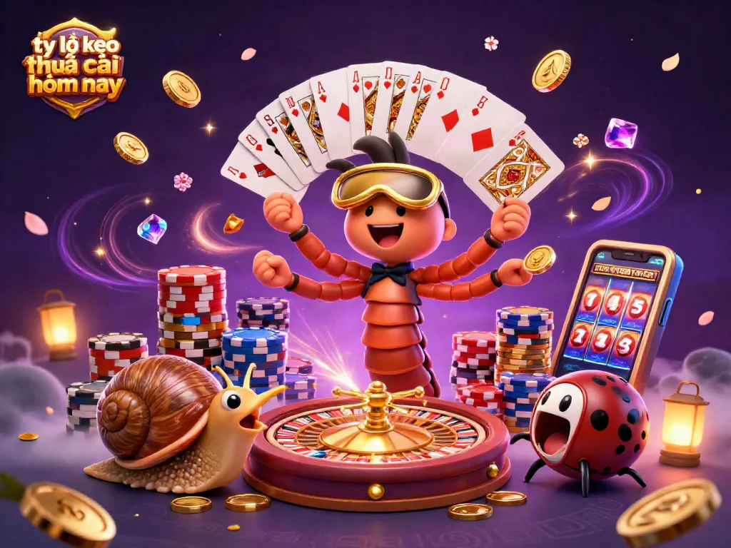 Experience tỷ lệ kèo nhà cái hôm nay in this vibrant casino scene with dynamic characters and gaming elements.