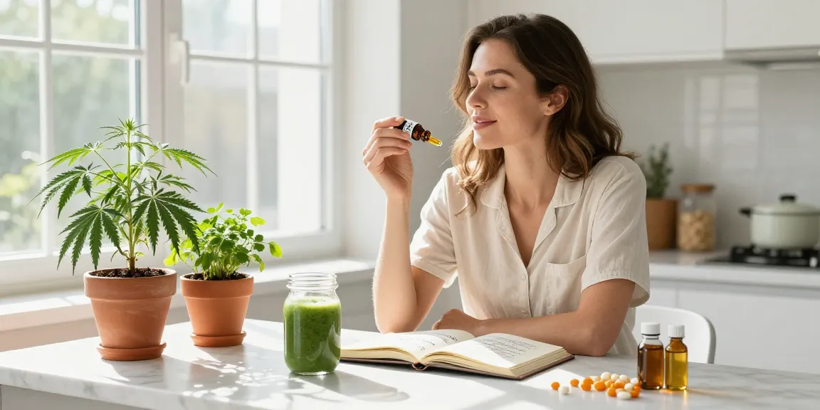 Ministry seeds CBD oil administered in a bright kitchen, showcasing premium hemp extract and natural wellness elements.