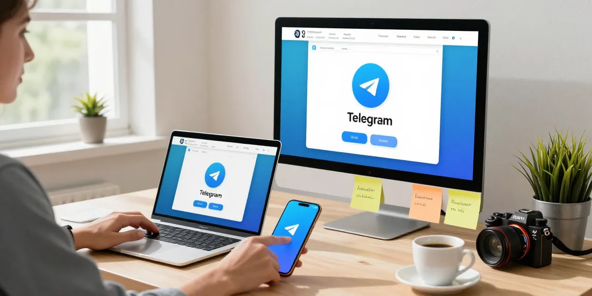 Telegram Download experience on multiple devices in a modern workspace.