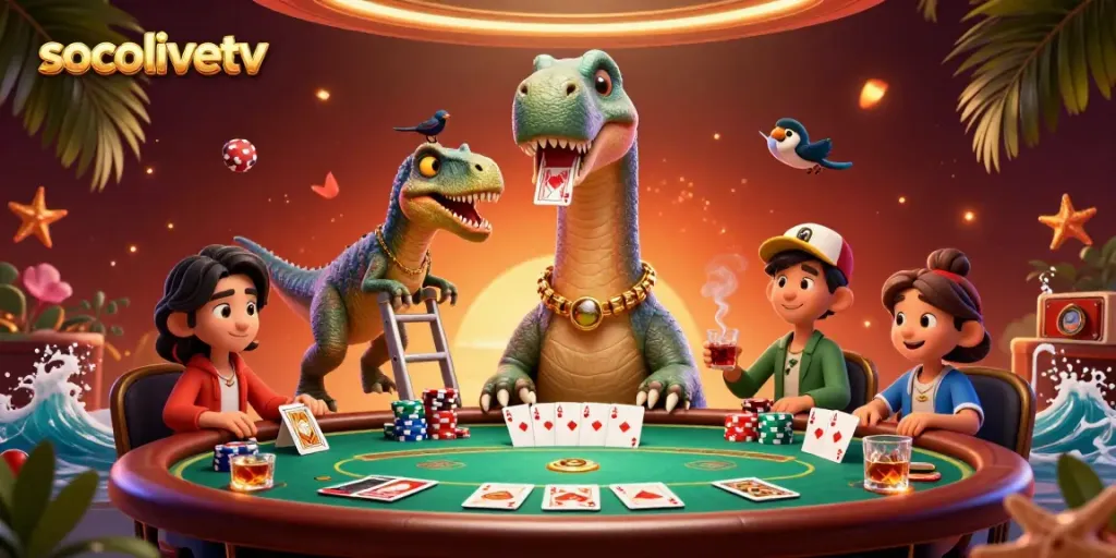 Experience the thrill of socolivetv's dynamic poker scene with vibrant characters and rich details.