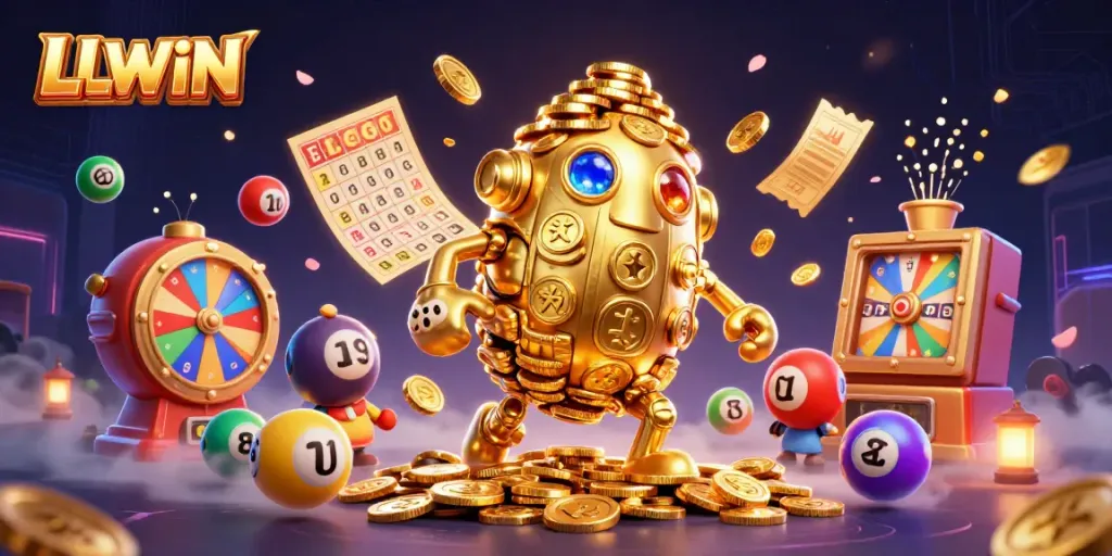 Experience vibrant gaming with LLWIN, showcased in an ultra-detailed 3D casino scene.