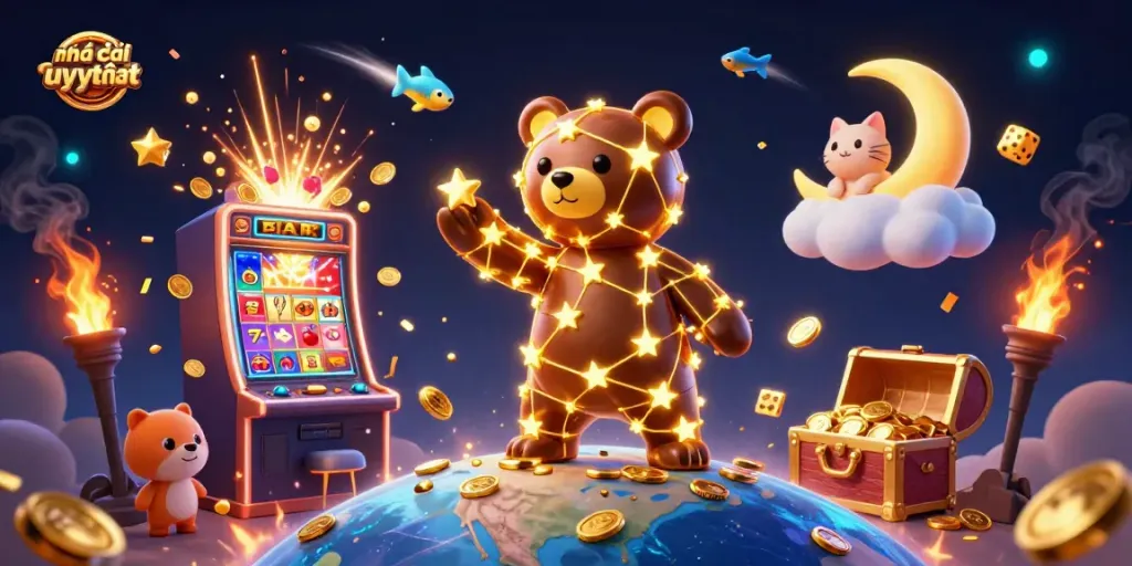 Experience the excitement of nhà cái uy tín with vibrant casino elements and enchanting characters.