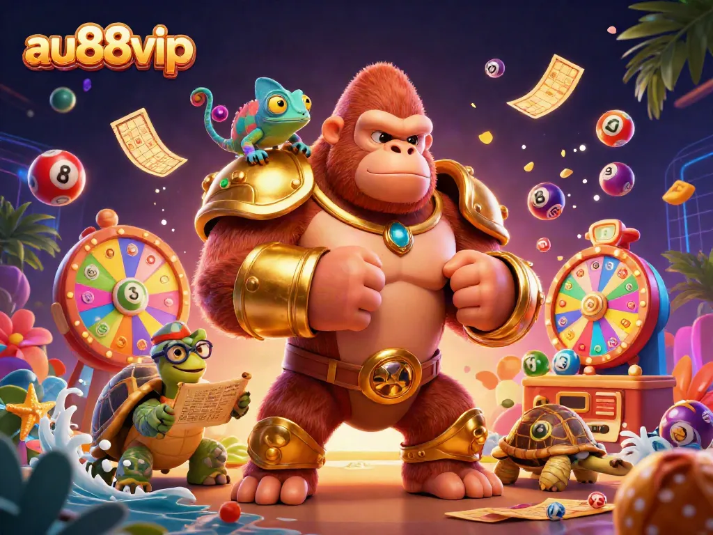 Experience thrilling games at au88vip with colorful lottery elements and engaging casino characters.