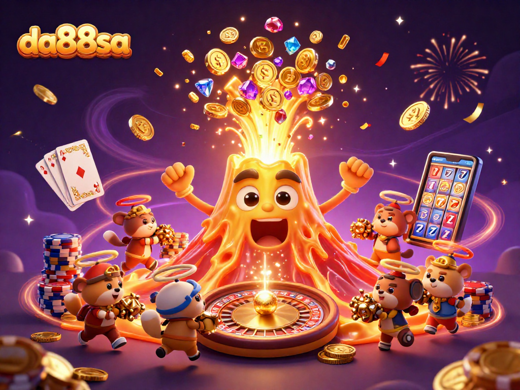Spin for treasure with da88sa in a vibrant casino-themed digital illustration showcasing excitement.