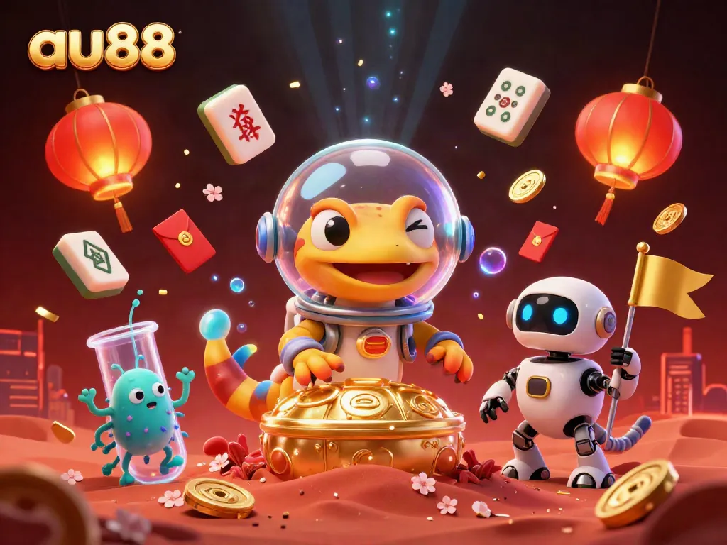 Experience the dynamic universe of au88 where a Martian gecko discovers a golden casino amidst alien cheers.