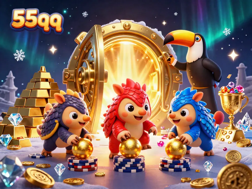 Experience thrilling competition with pangolins in a vibrant 55qq casino scene.