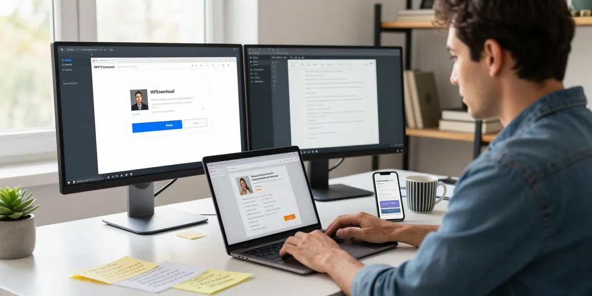WPS Download in a modern workspace, showcasing productivity and technology.