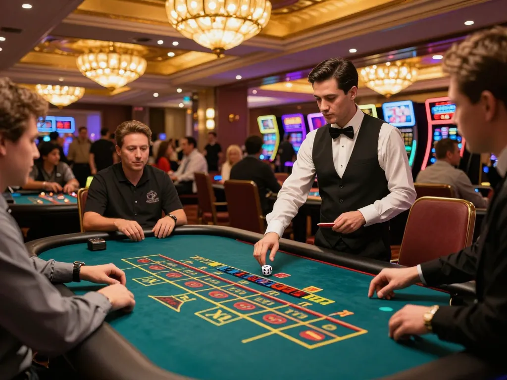 Tài Xỉu players engaging in a lively game at a casino table, showcasing excitement and anticipation.