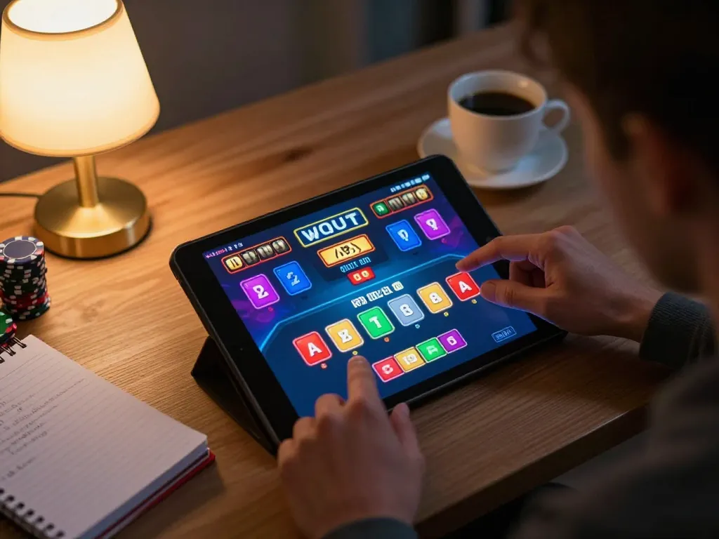 Engaging with BL555 online poker game on tablet, showcasing strategy and excitement in a cozy home setting.