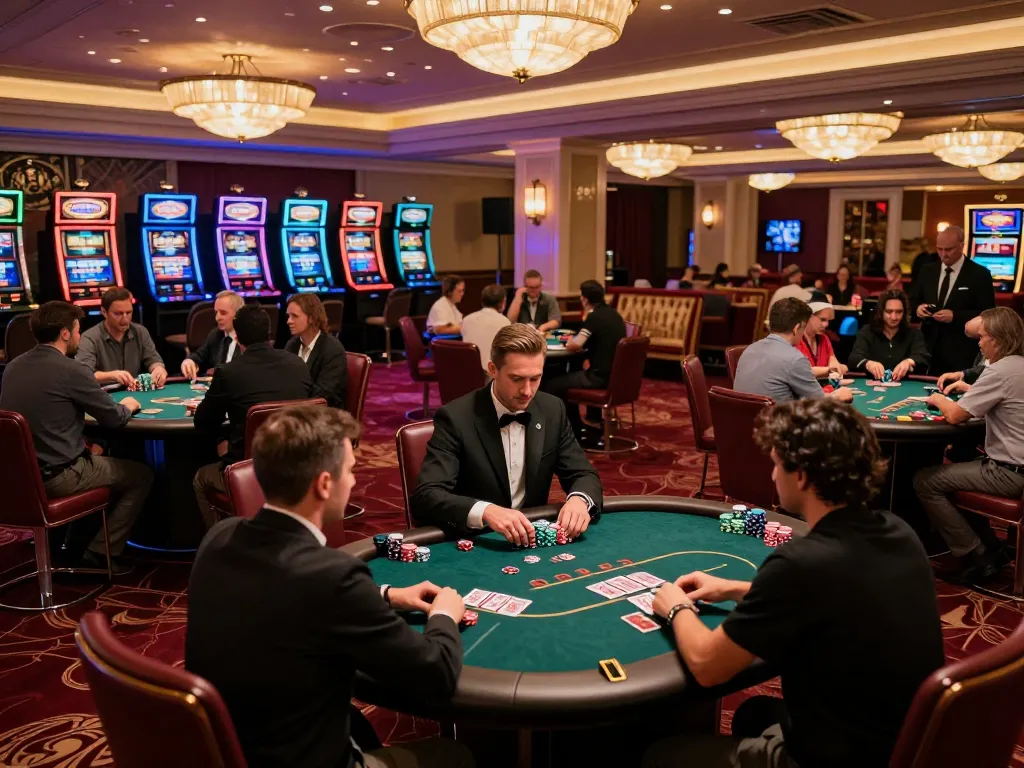 Experience thrilling gameplay at BL555's upscale casino with lively poker tables.
