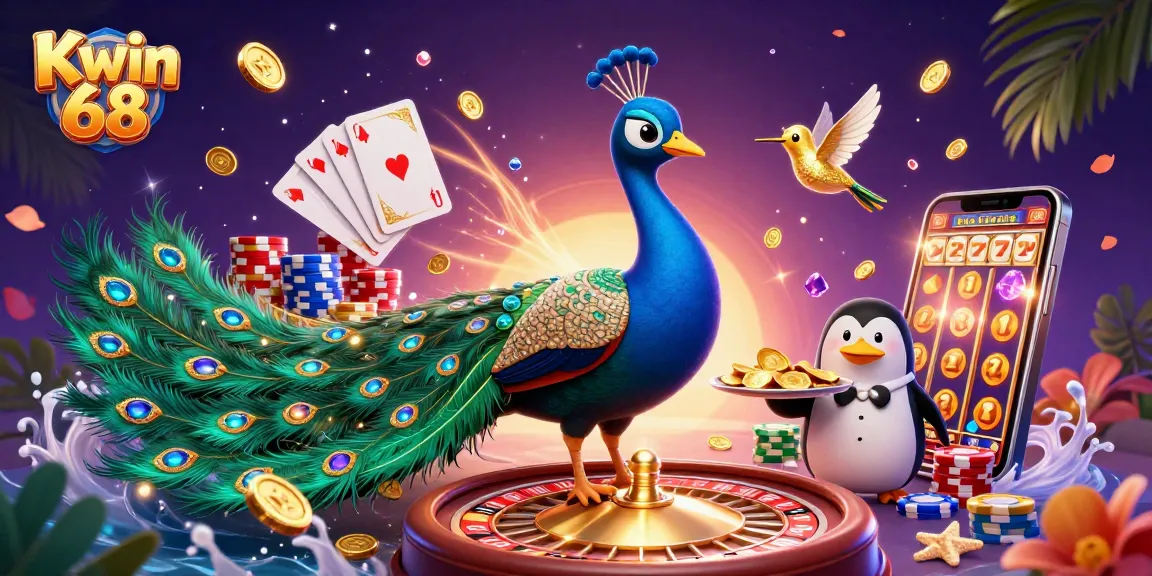 Kwin 68 delights players with vibrant 3D casino characters and exciting game elements in action.