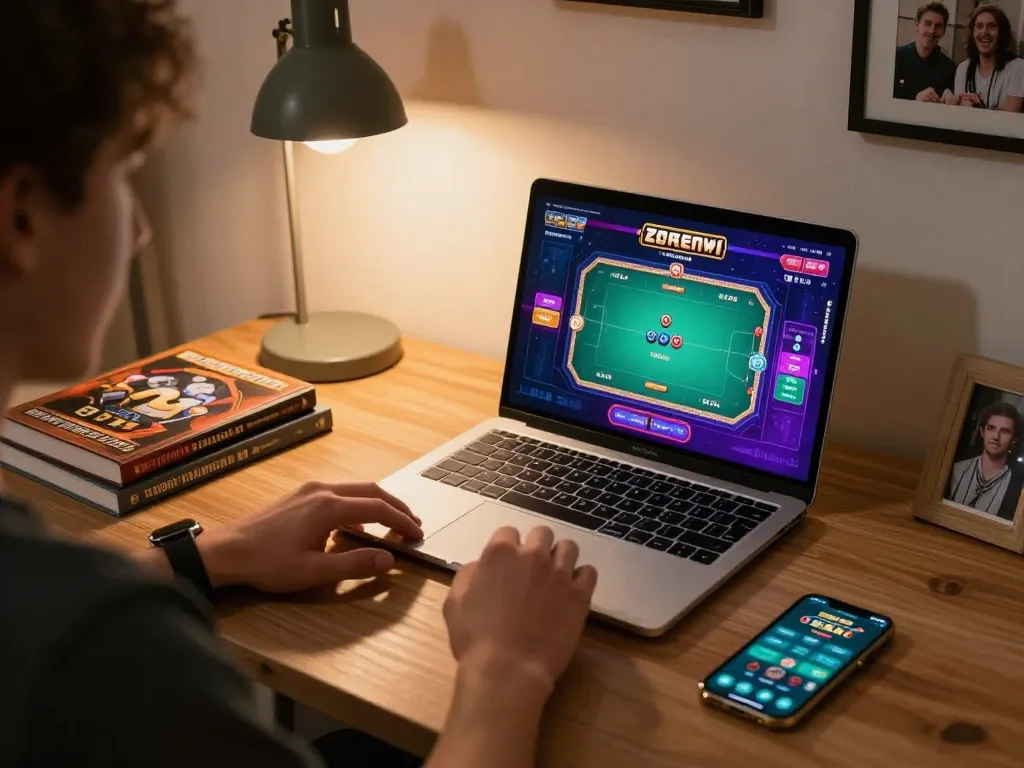 Player strategizing in an online game at hitclub-79, showcasing engaging poker gameplay on laptop.