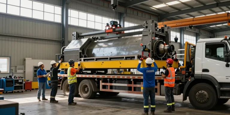 Machinery Movers relocating heavy equipment in an industrial workspace.