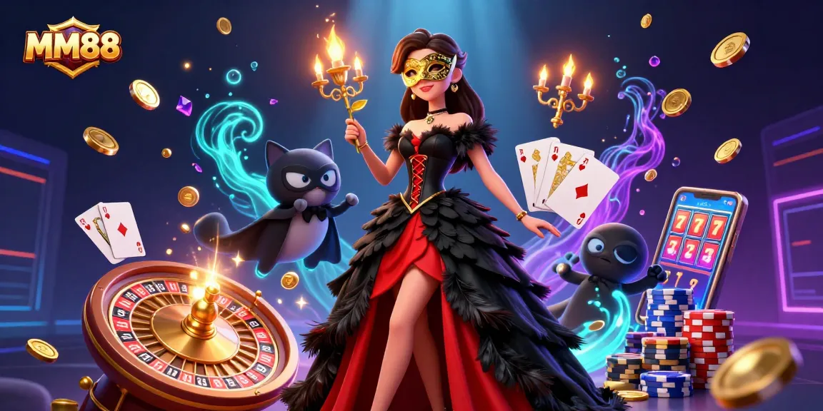 Engage with MM88 through exciting games featuring a glamorous woman in 3D illustration.