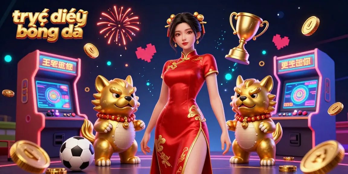 Engage in trực tiếp bóng đá with a vibrant 3D illustration showcasing a glamorous woman and sports betting elements.