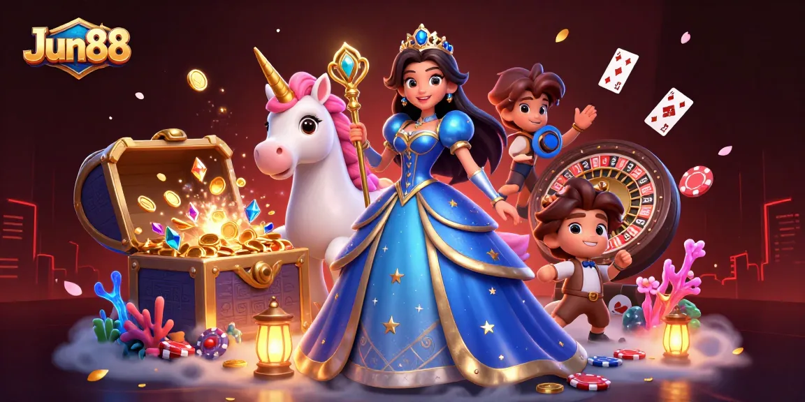 Experience thrilling gameplay at Jun88 with stunning 3D illustration, showcasing casino excitement.
