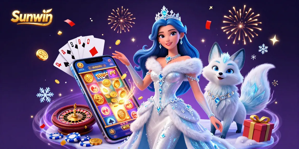 Engage with the vibrant Sunwin casino experience featuring a stunning ice queen and an arctic fox.
