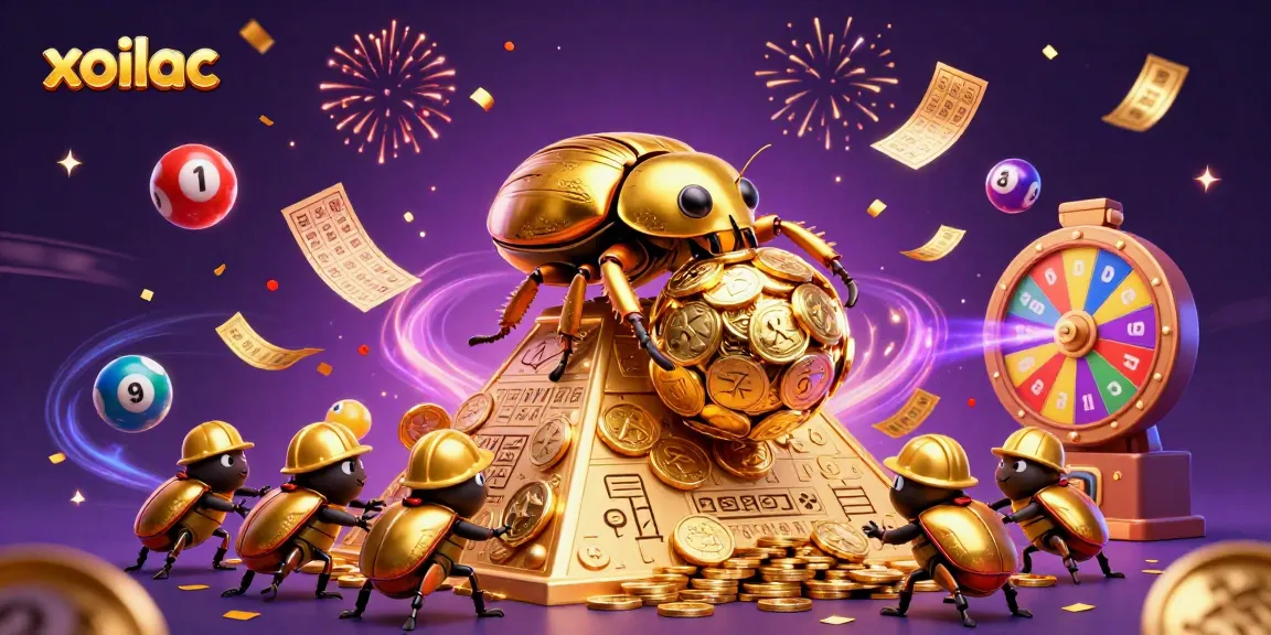Xoilac engages players with an enormous gold coin ball under a vibrant casino atmosphere.