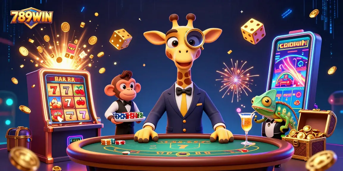 Experience thrilling gameplay at 789WIN with a vibrant 3D casino scene featuring exciting games and characters.