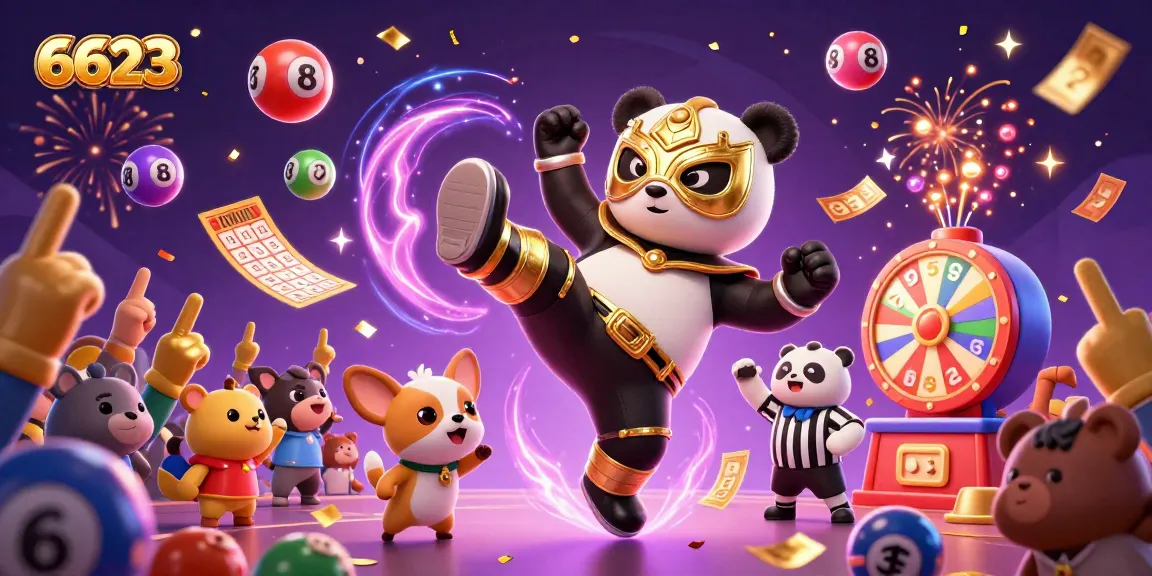 Engage in thrilling 6623 lottery excitement with colorful balls and energetic animal characters.