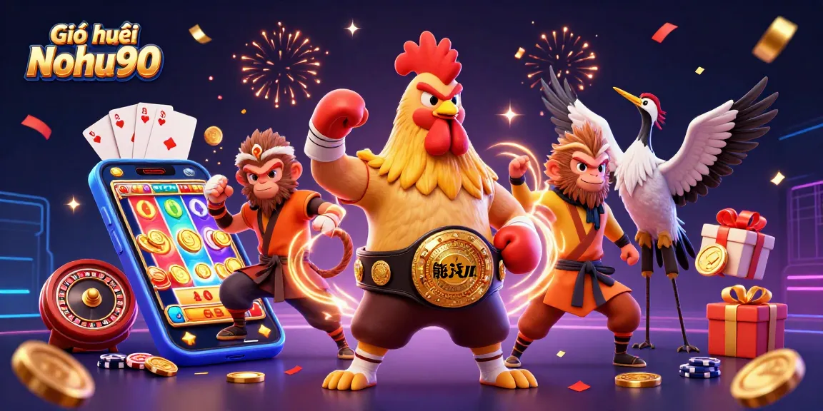Engage with the exciting Giới thiệu Nohu90 showcase featuring dynamic casino elements and characters.