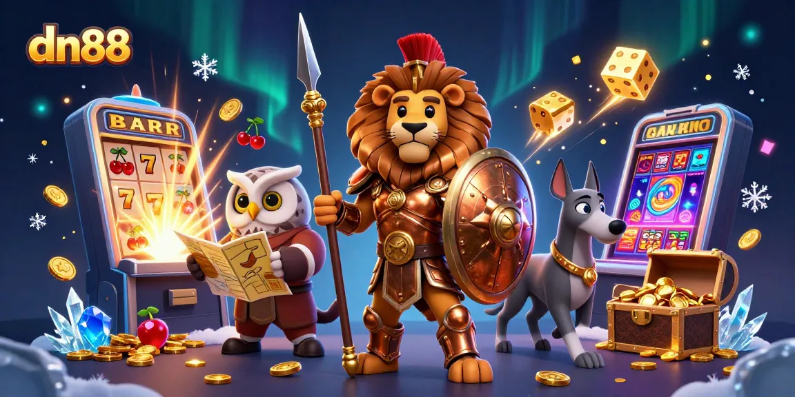 Engage in thrilling gameplay with dn88's dynamic casino environment featuring vibrant characters and exciting game elements.