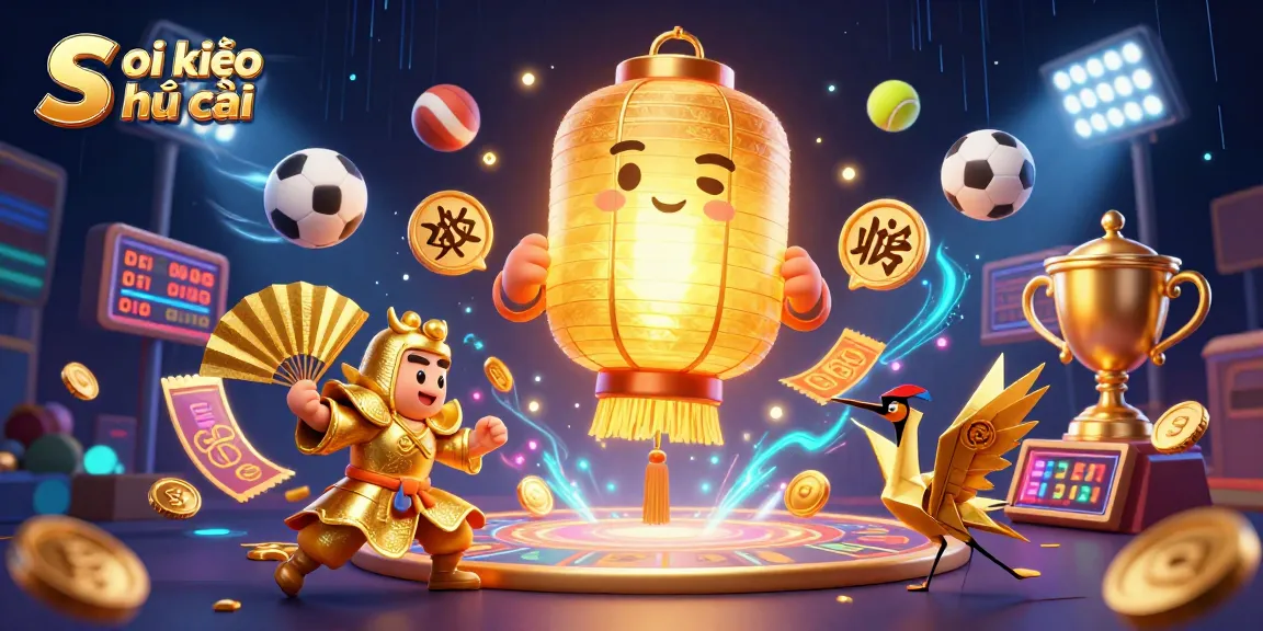 Soi kèo nhà cái illustrates strategic betting with sports elements and vibrant characters in action.