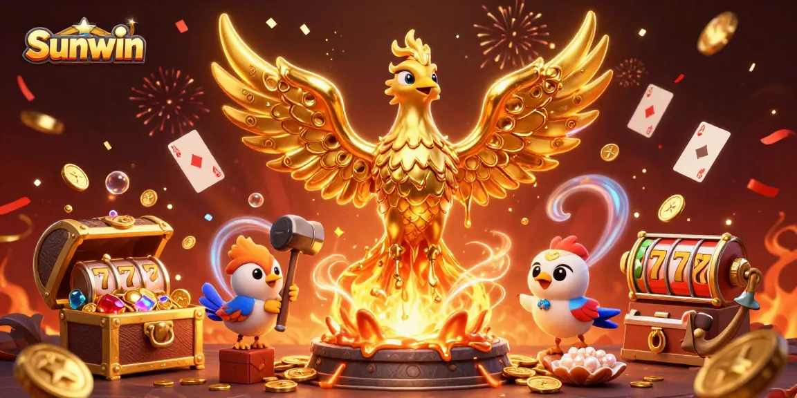 Experience a vibrant casino adventure with Sunwin, featuring golden phoenix and jackpot thrills.