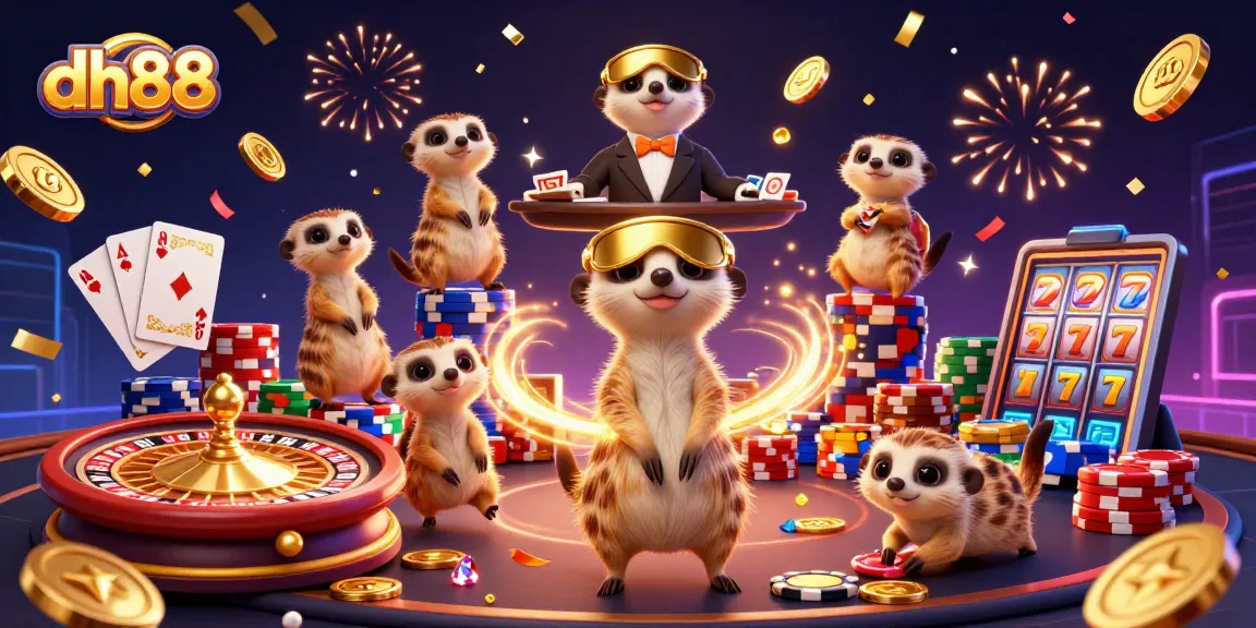Experience thrilling gaming at dh88 with meerkats running vibrant casino fun amid dynamic visual elements.