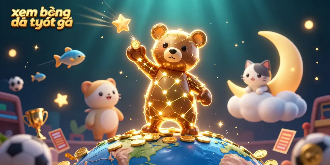 xem bóng đá trực tiếp with a cartoon constellation bear and sports elements illustrating exciting live sports betting.
