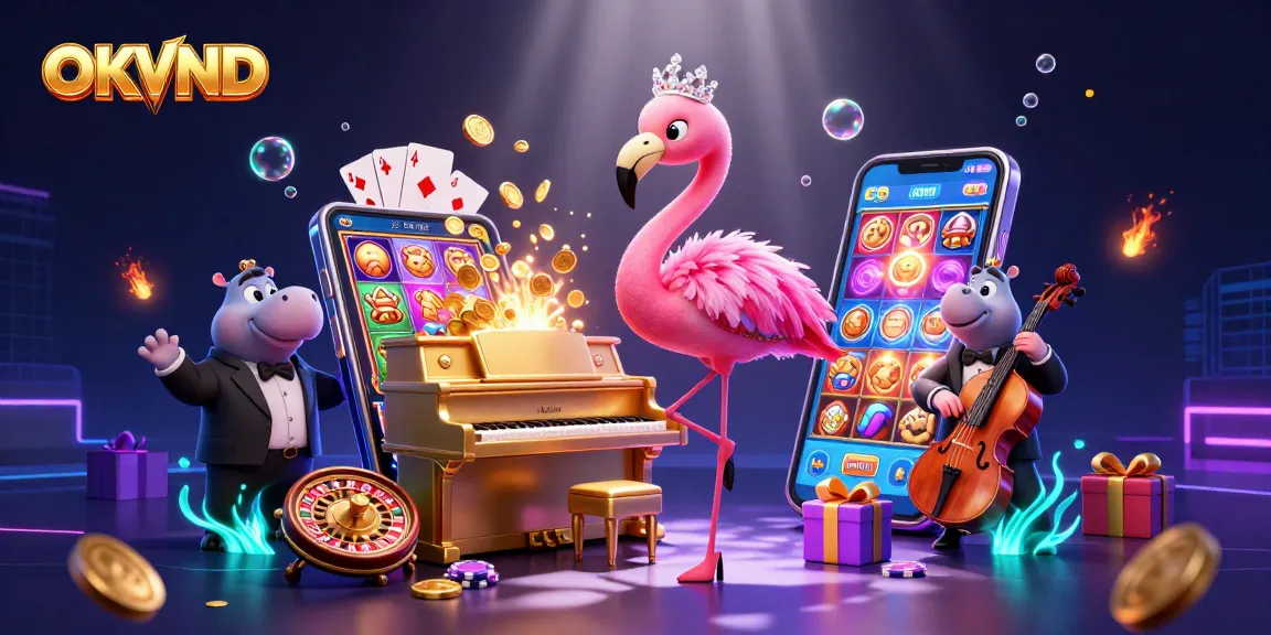 Enjoy thrilling games at OKVND with vibrant 3D casino elements, capturing the excitement of online gaming.