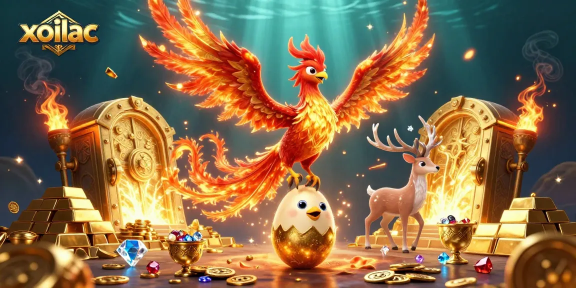 Experience live sports with xoilac as fiery characters emerge amidst sparkling treasures.