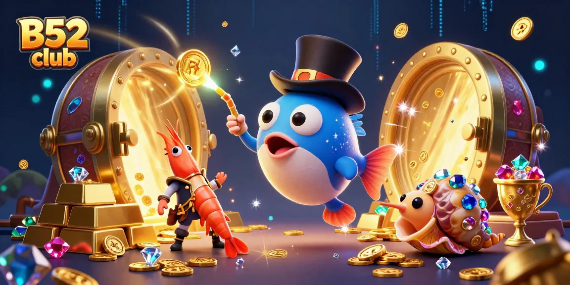 B52 club showcases a lively sea scene with characters attracting treasures and diamonds, emphasizing exciting gaming.