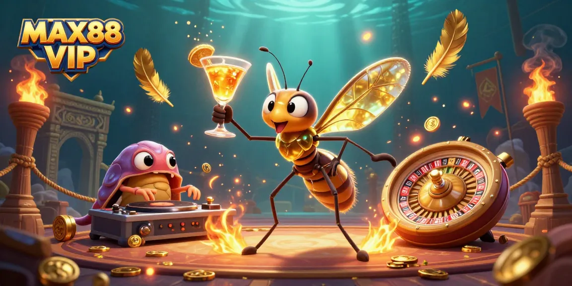 Experience MAX88 VIP with an energetic 3D casino mascot and a dynamic golden roulette wheel.