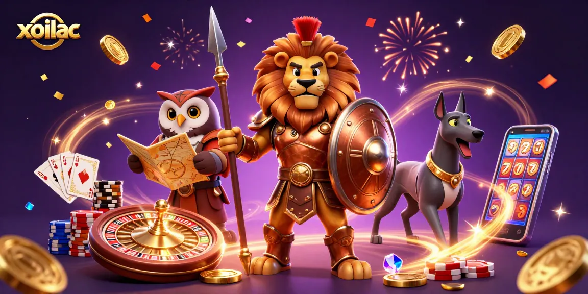Xoilac captivates players with a vibrant 3D cartoon scene of gaming excitement and rich casino elements.