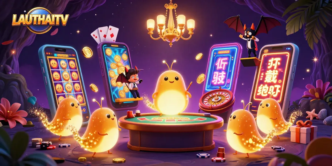 Join LAUTHAITV for exhilarating casino action with vibrant glowworms and a bat dealer in a lively atmosphere.